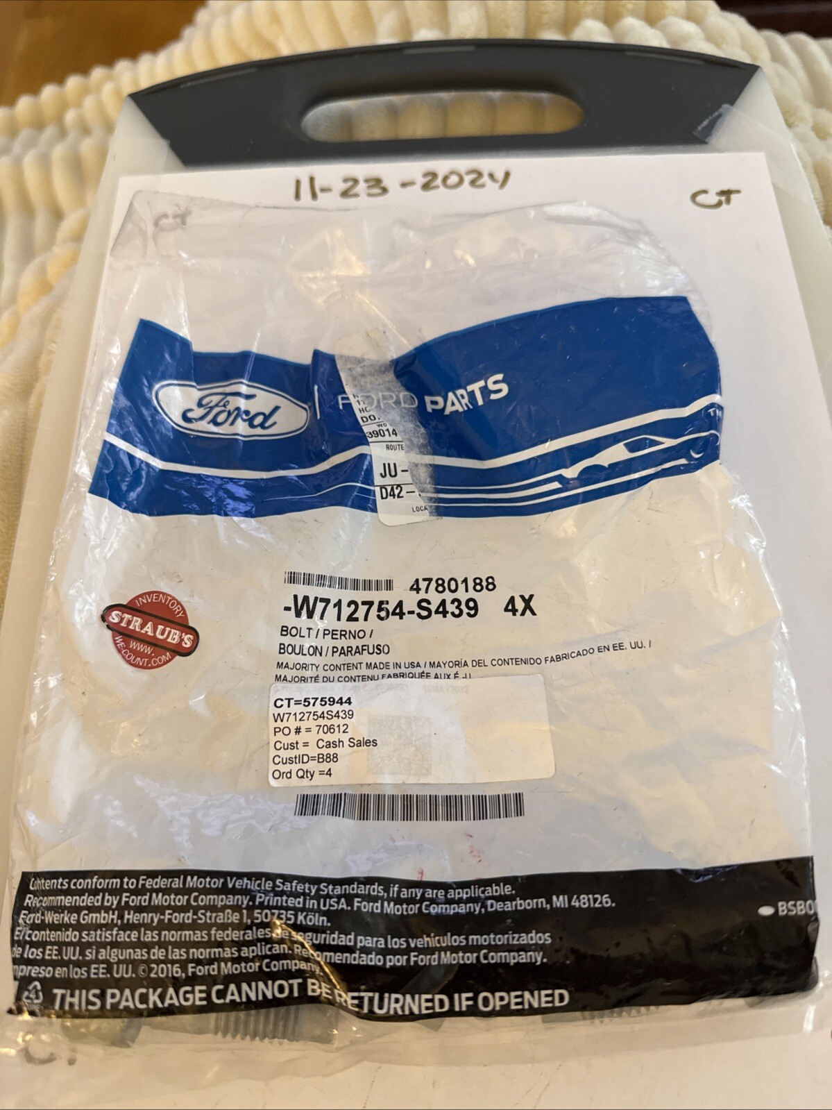 Genuine Ford Bolt W712754-S439 (4) Bolts Included