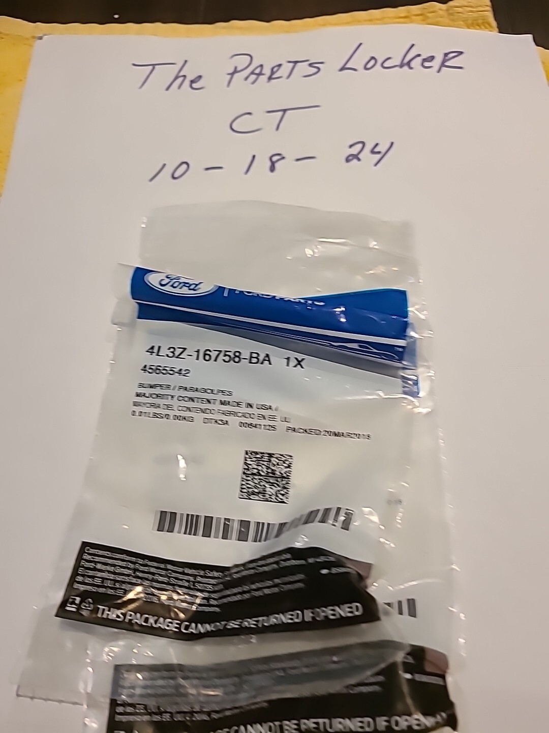 Genuine Ford Hood Bumper 4L3Z-16758-BA