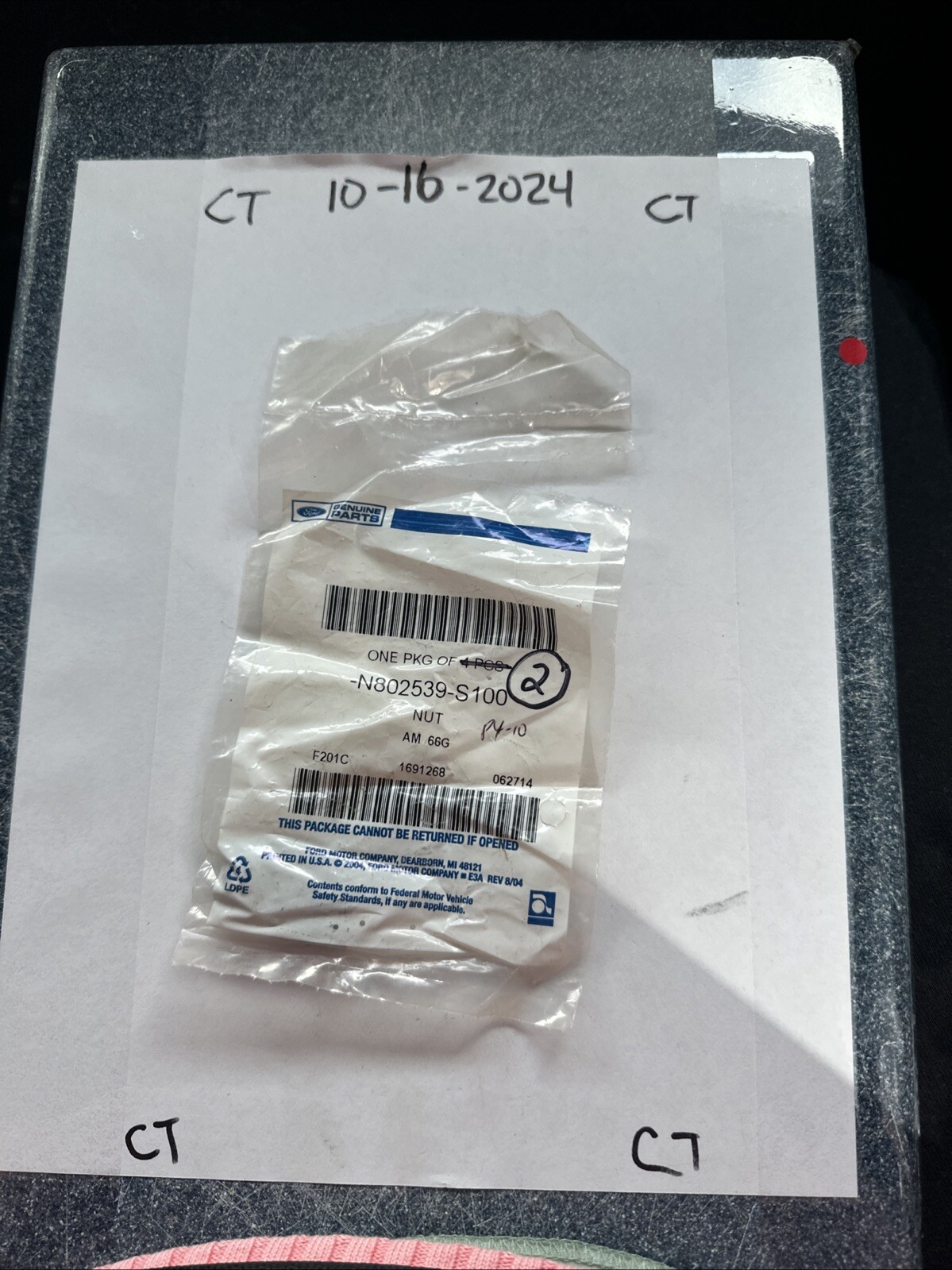 Genuine Ford Nut Adjusting Screw N802539-S100 (pack Of 2)