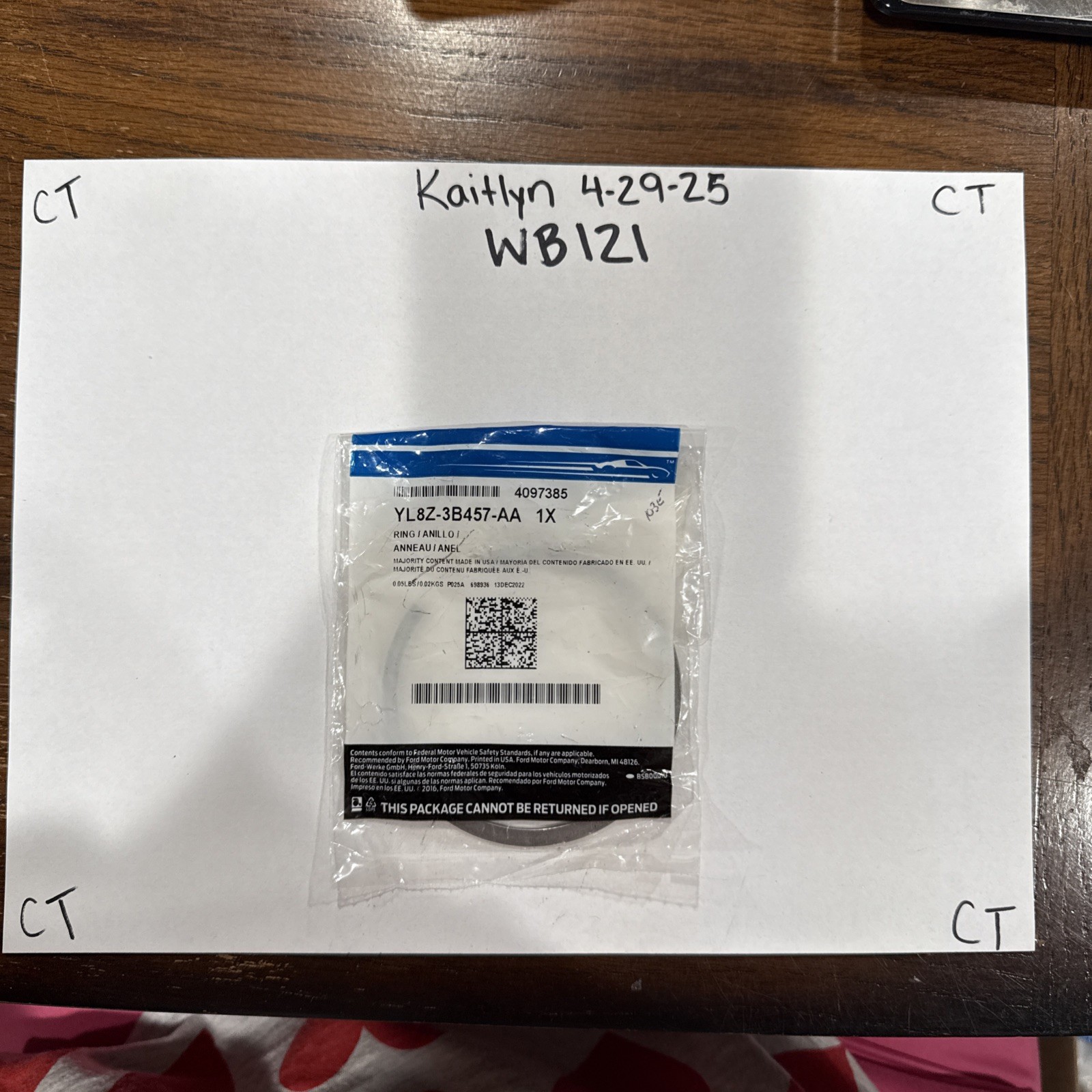 Genuine Ford OE Ring - Retaining YL8Z-3B457-AA