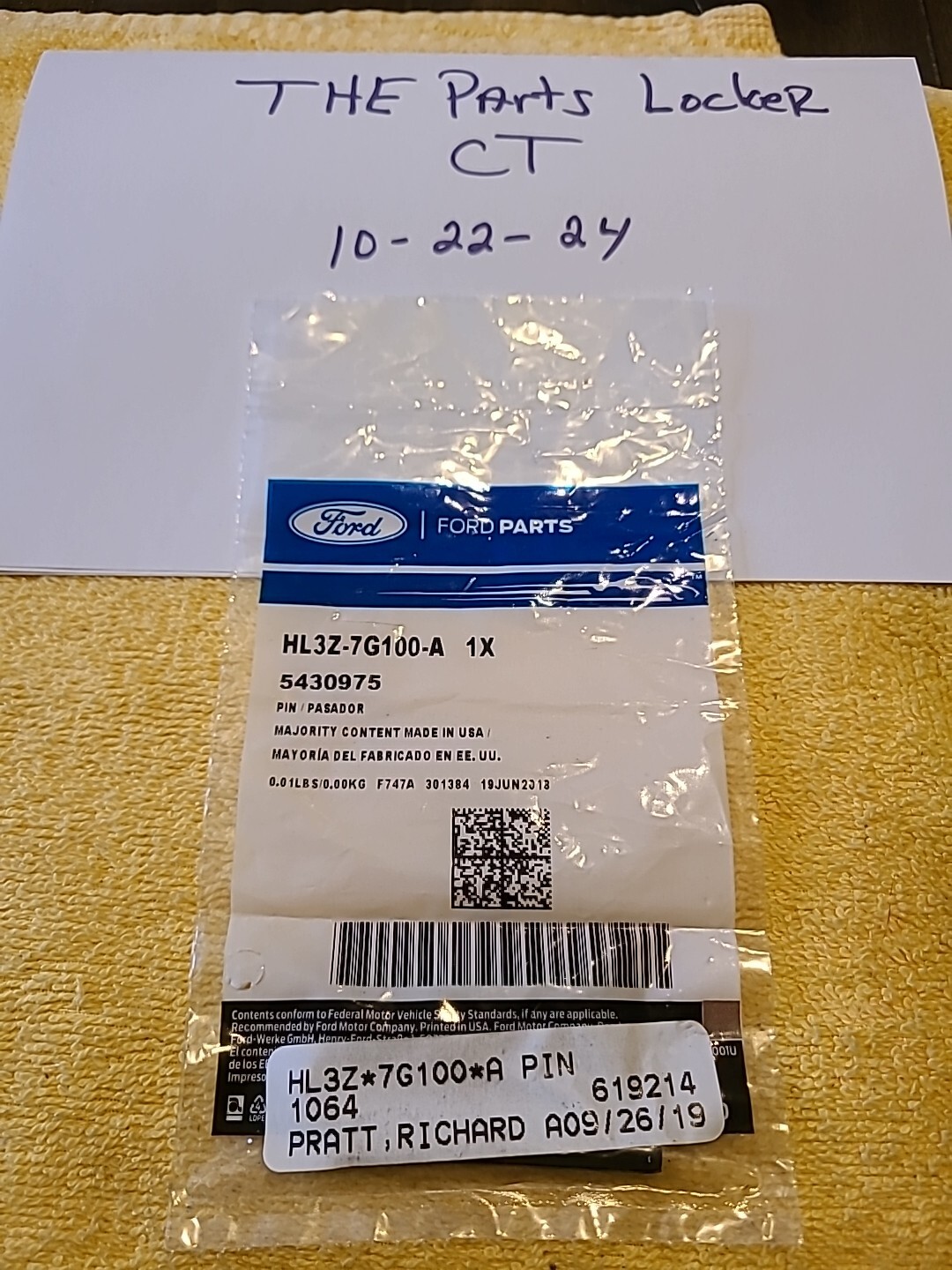 Genuine Ford Pin HL3Z-7G100-C
