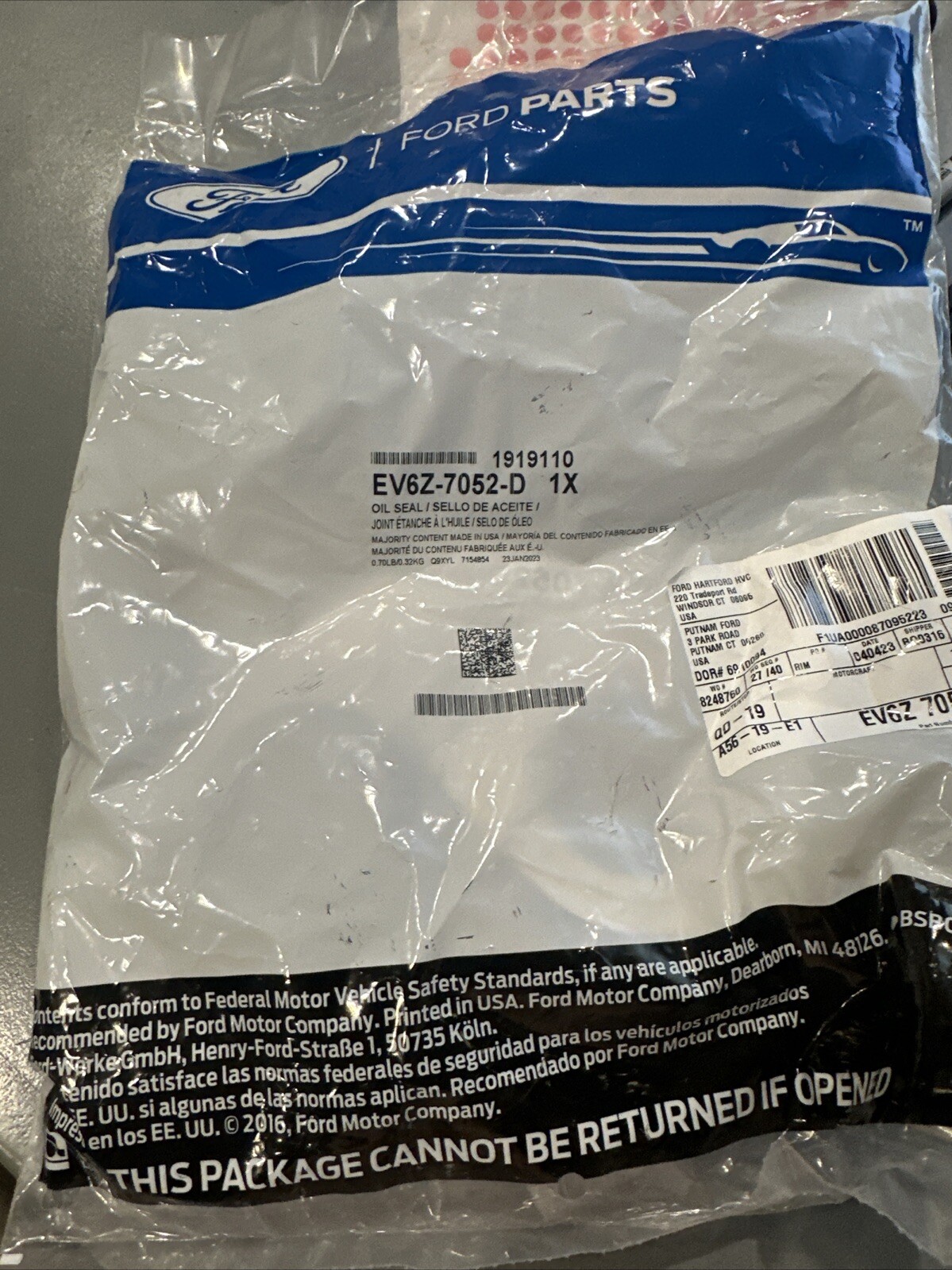 Genuine Ford Seal Assembly Oil EV6Z-7052-D