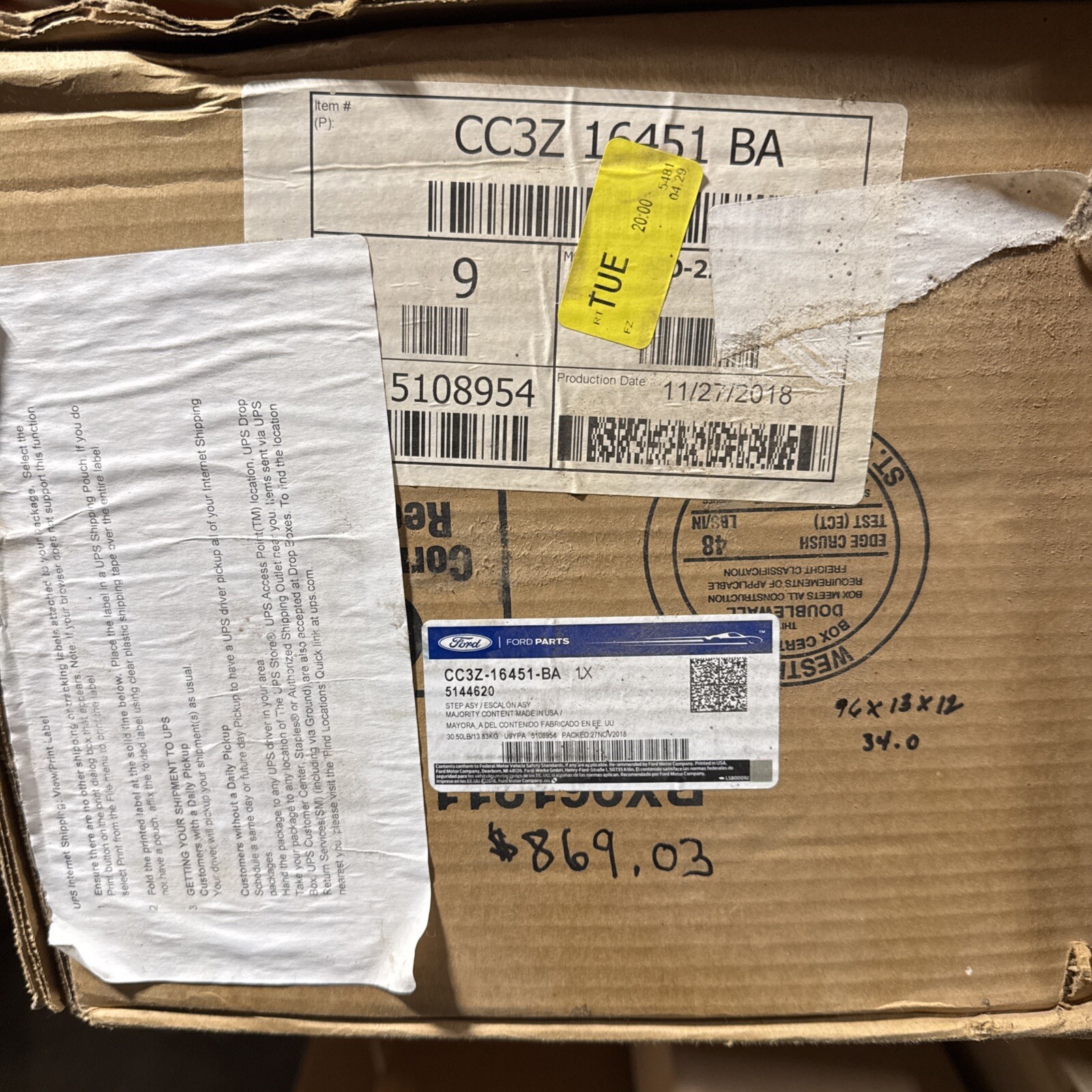 Genuine Ford Step Bars 5" Chrome Left CC3Z-16451-BA