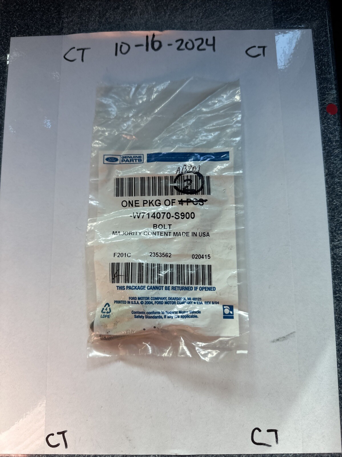 Genuine Ford Striker Screw -W714070-S900 (pack Of 2)