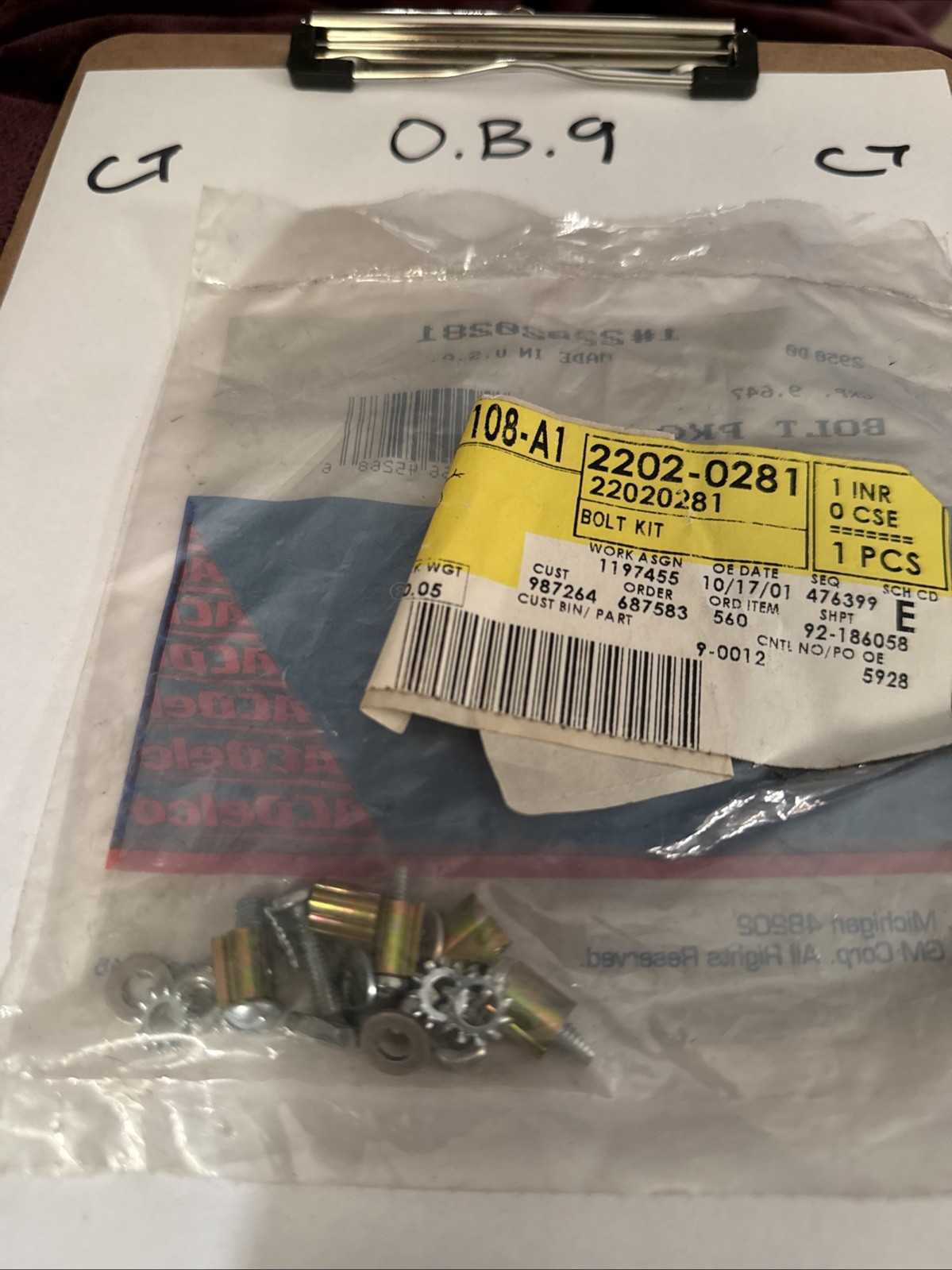 Genuine GM NOS PART 22020281 NUT AND BOLT PACKAGE - Image 4