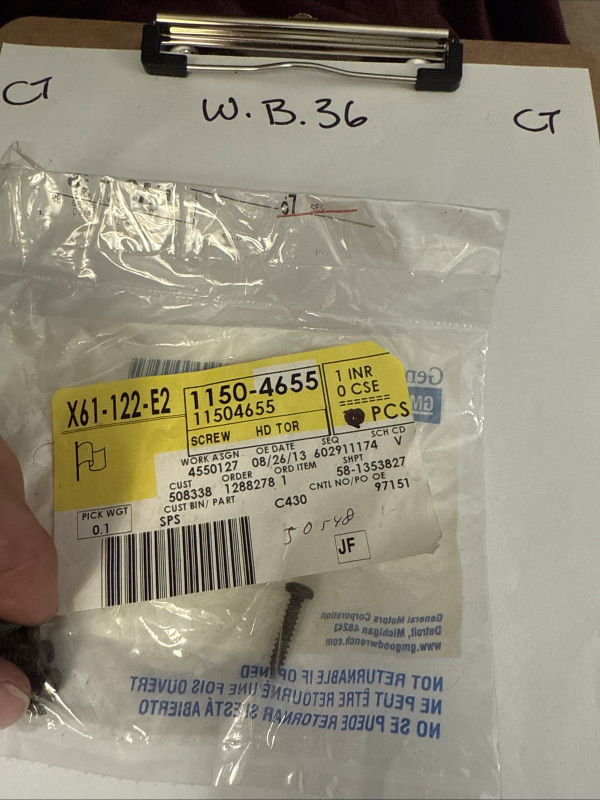 Genuine General Motors OE Bolt 11504655