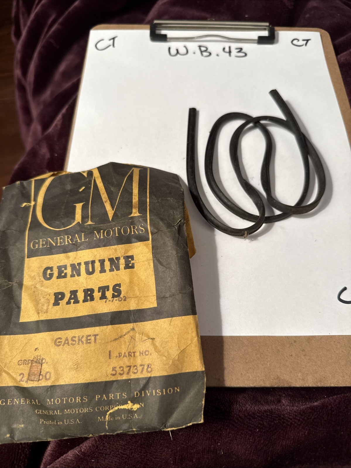 Genuine Gm Gasket 537378 Nos OEM