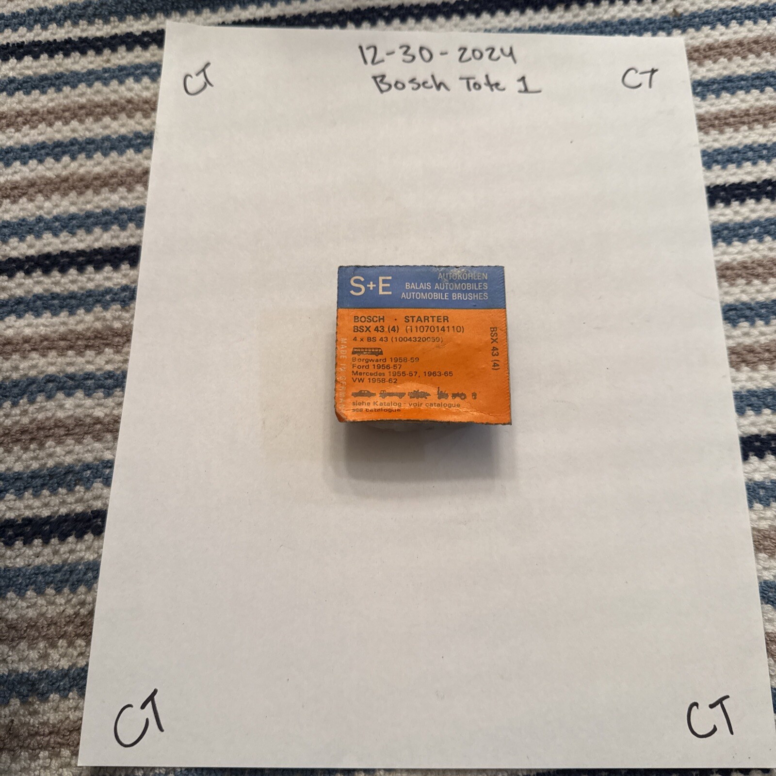 Mercedes Benz Starter Brush Bosch 1107014110 A0001511414 180 180c 180dc 190SL