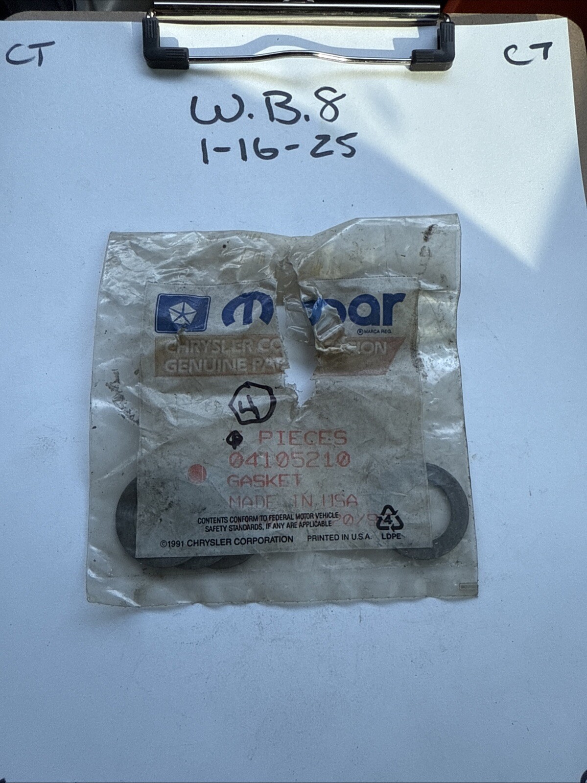 Mopar Gasket 04105210 Sell Individually