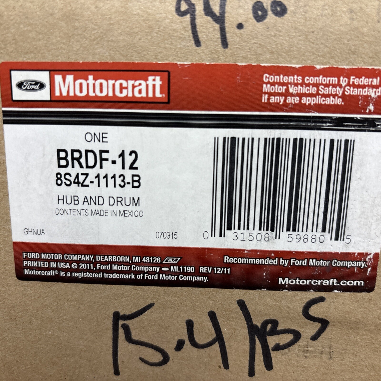 Motorcraft BRDF-12 Hub & Drum Assy Kit 8S4Z-1113-B - Image 3