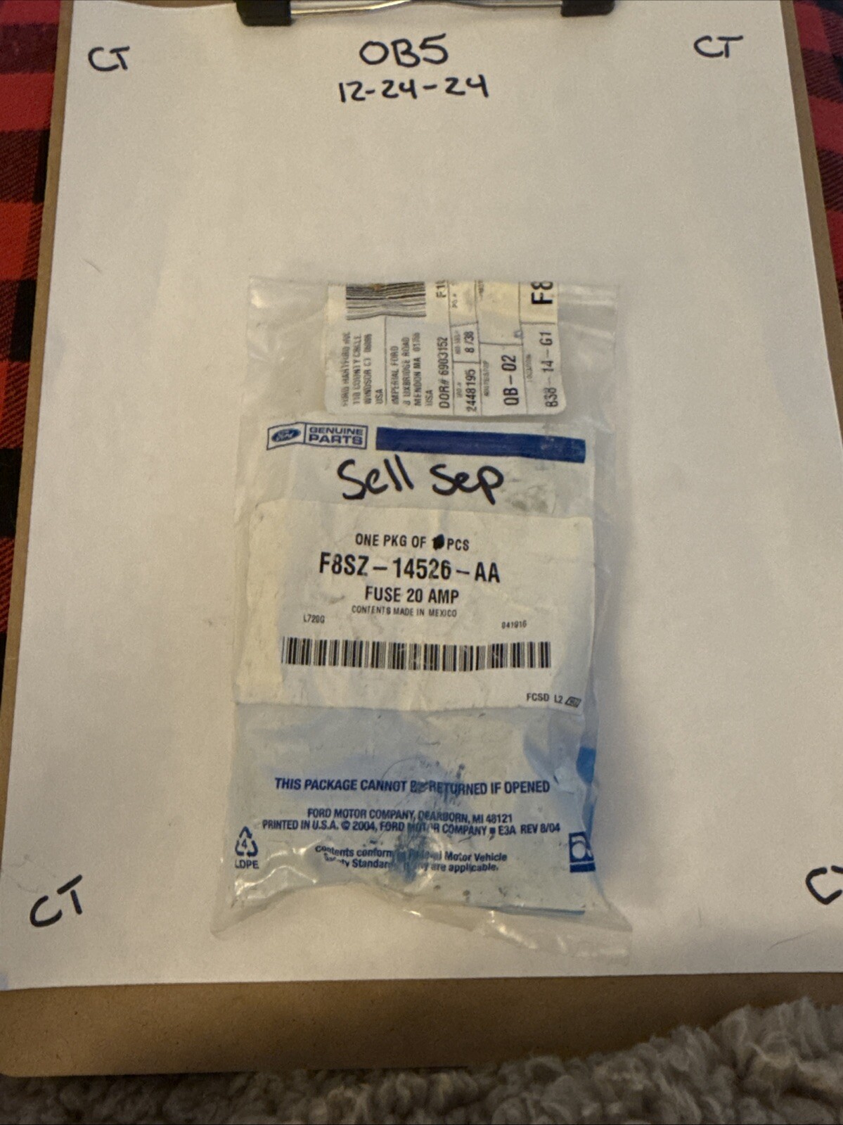 NEW OEM FORD PART F8SZ14526AA BOX FUSE - 20 AMP - Sold Individually