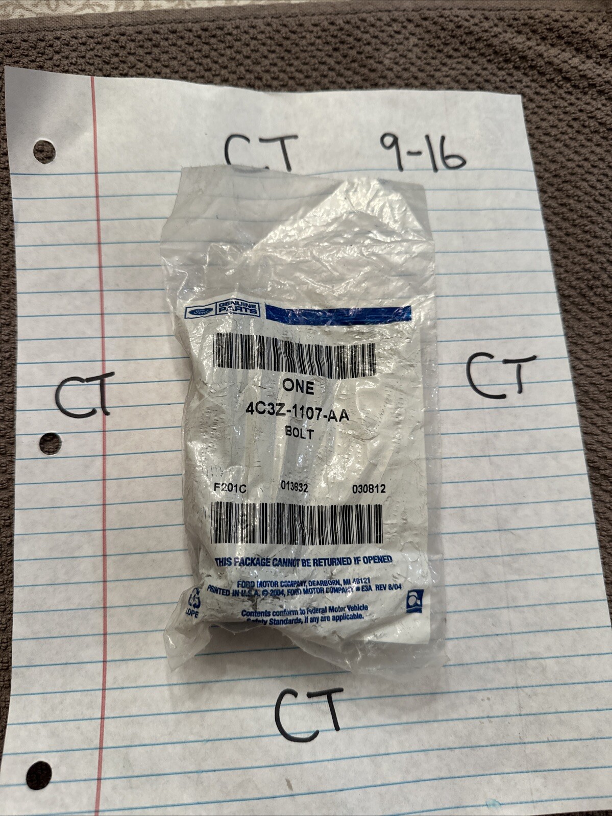 NEW OEM WHEEL LUG STUD BOLT REAR WHEEL F-53 STRIPED CHASIS 4C3Z-1107-AA