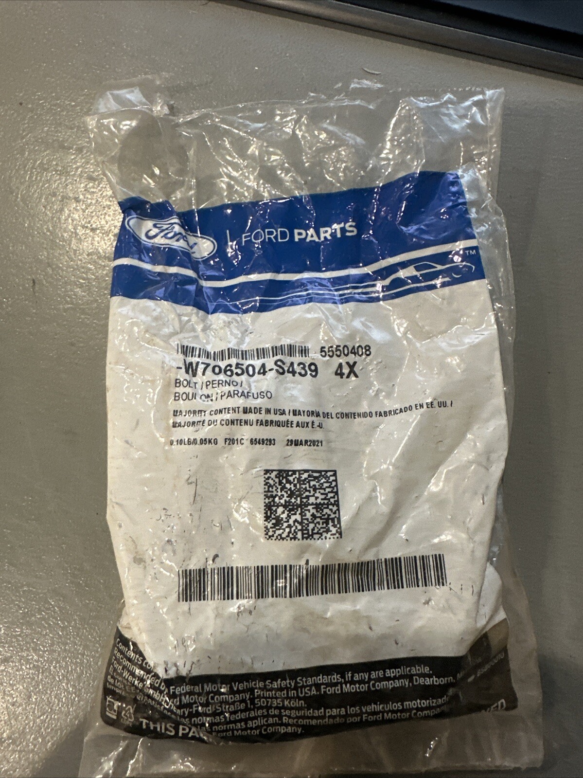 NEW (Pack of 4) OEM Genuine Ford W706504-S439 Bolt