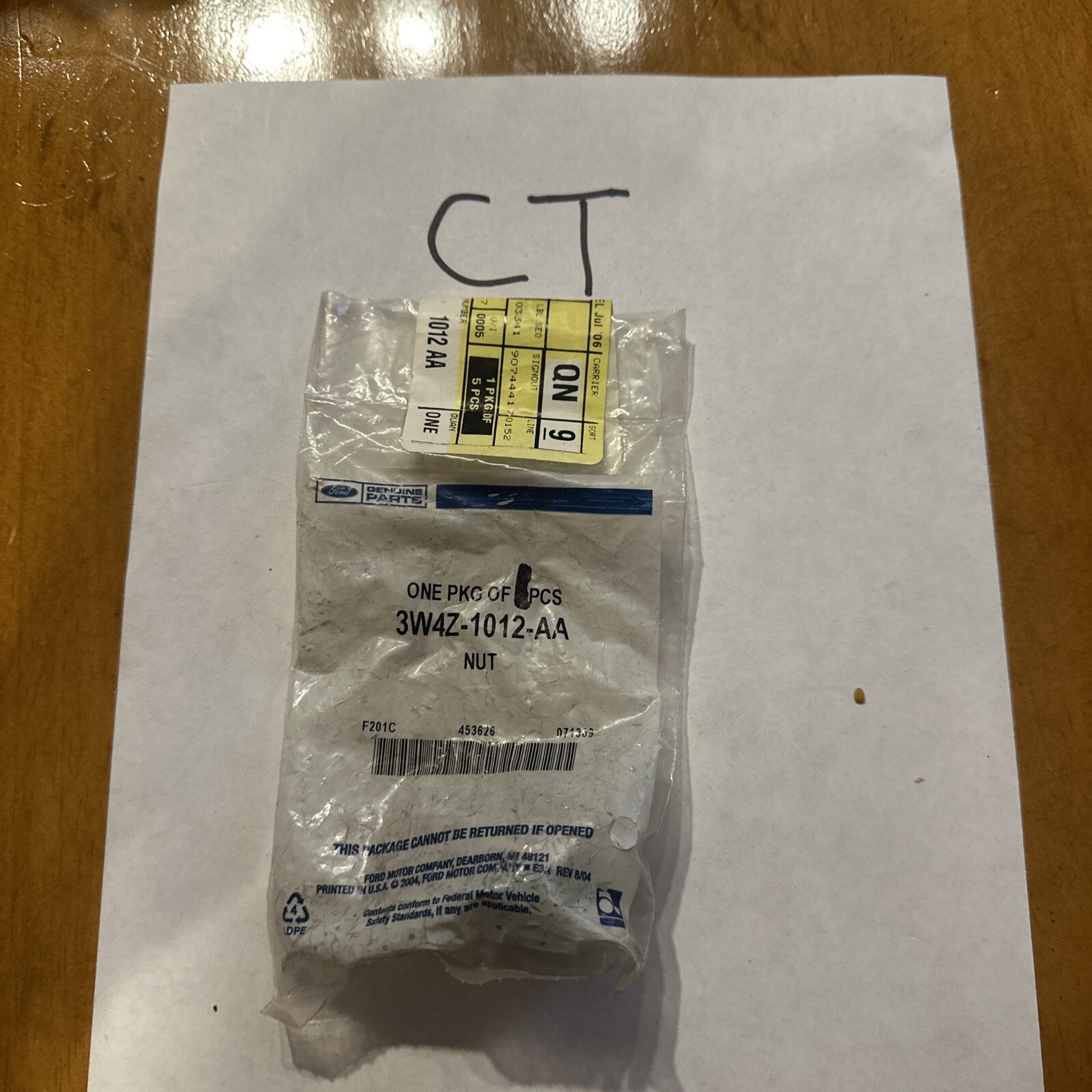 New Genuine Ford Nut - Wheel 3W4Z1012AA / 3W4Z-1012-AA OEM
