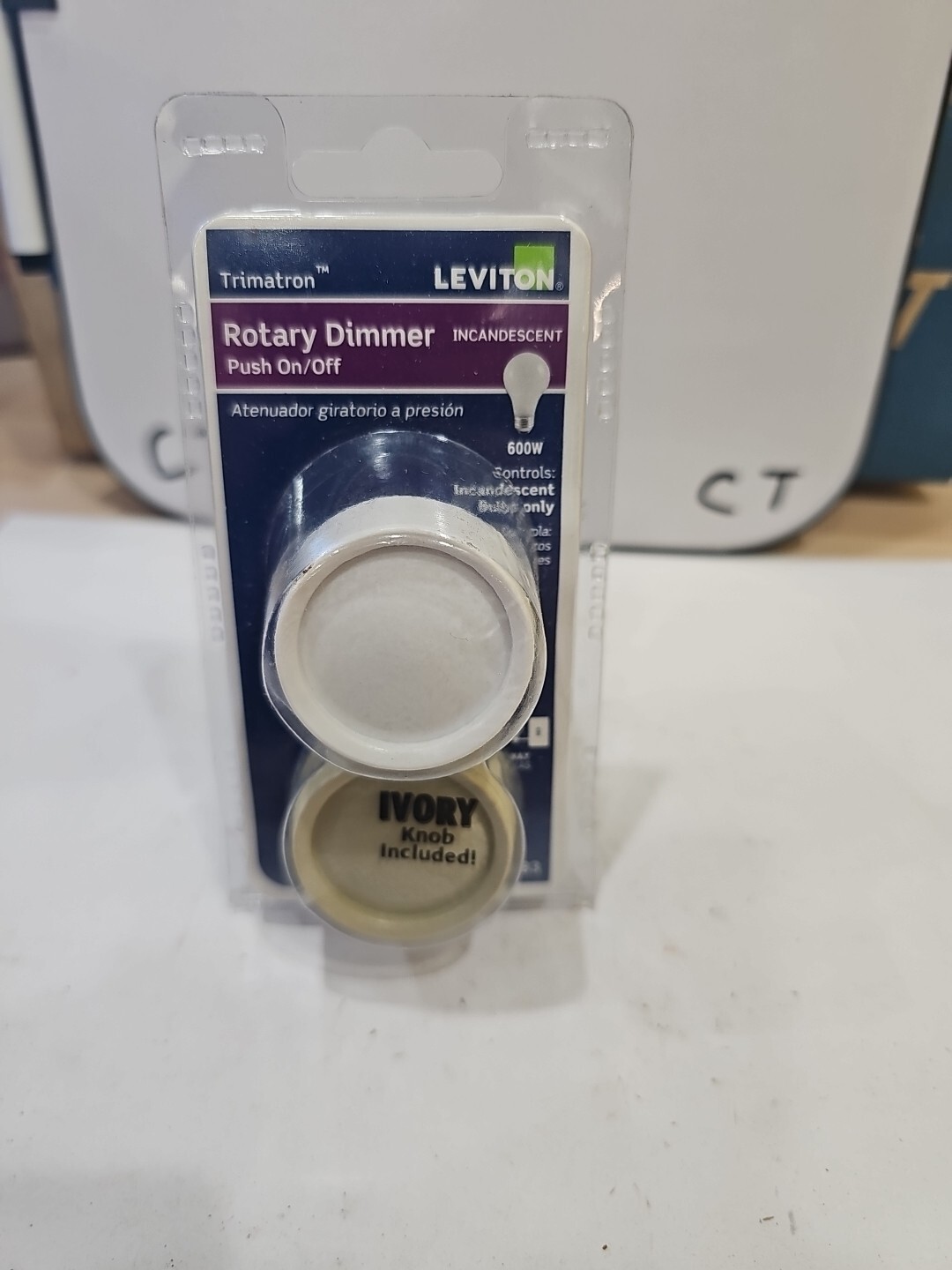 New Leviton 6683-IW 3-Way Push Dimmer Ivory 600 Watt Sealed Package - Image 3