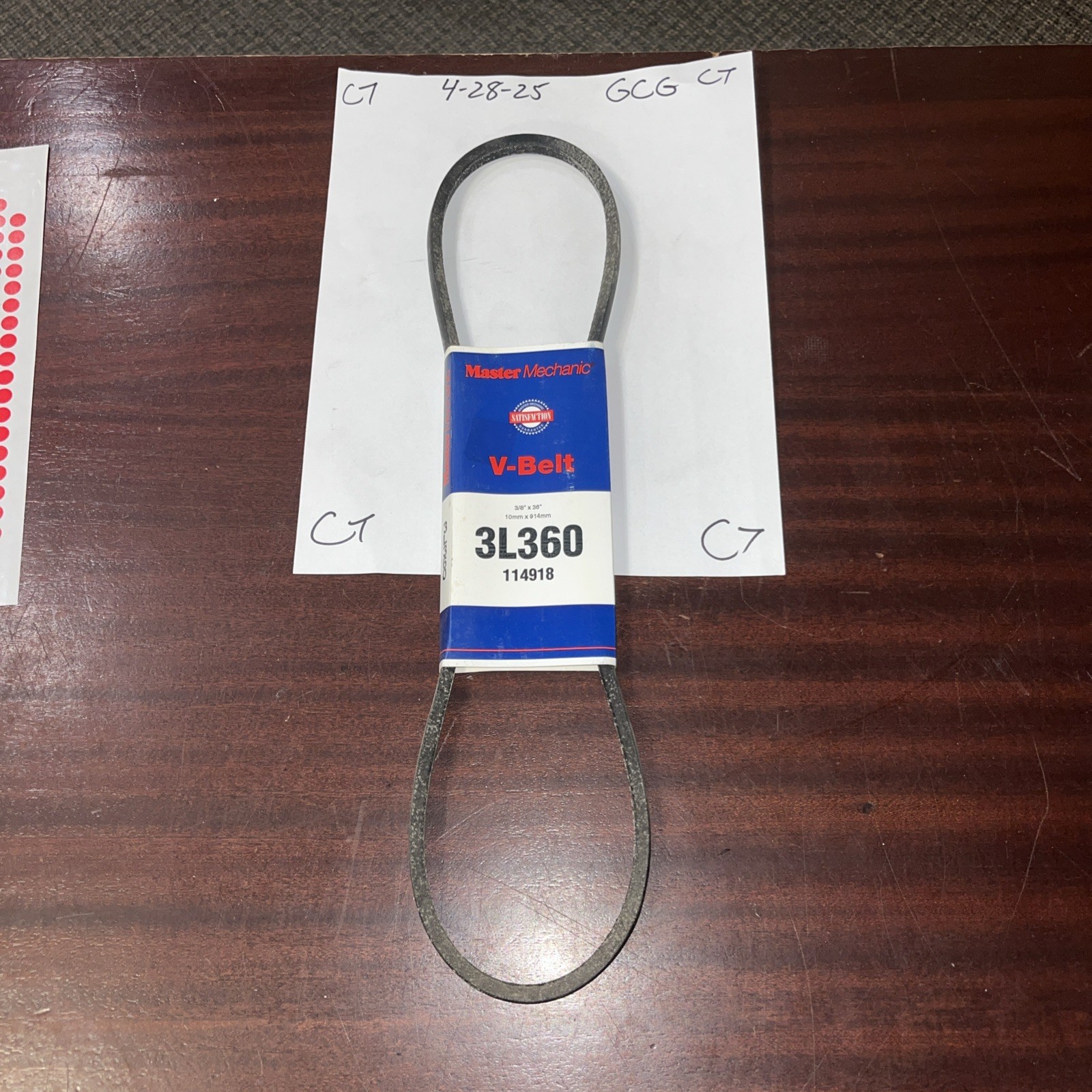 New Master Mechanic 3L360 Replacement Belt 3/8" x 36" V Belt 114918