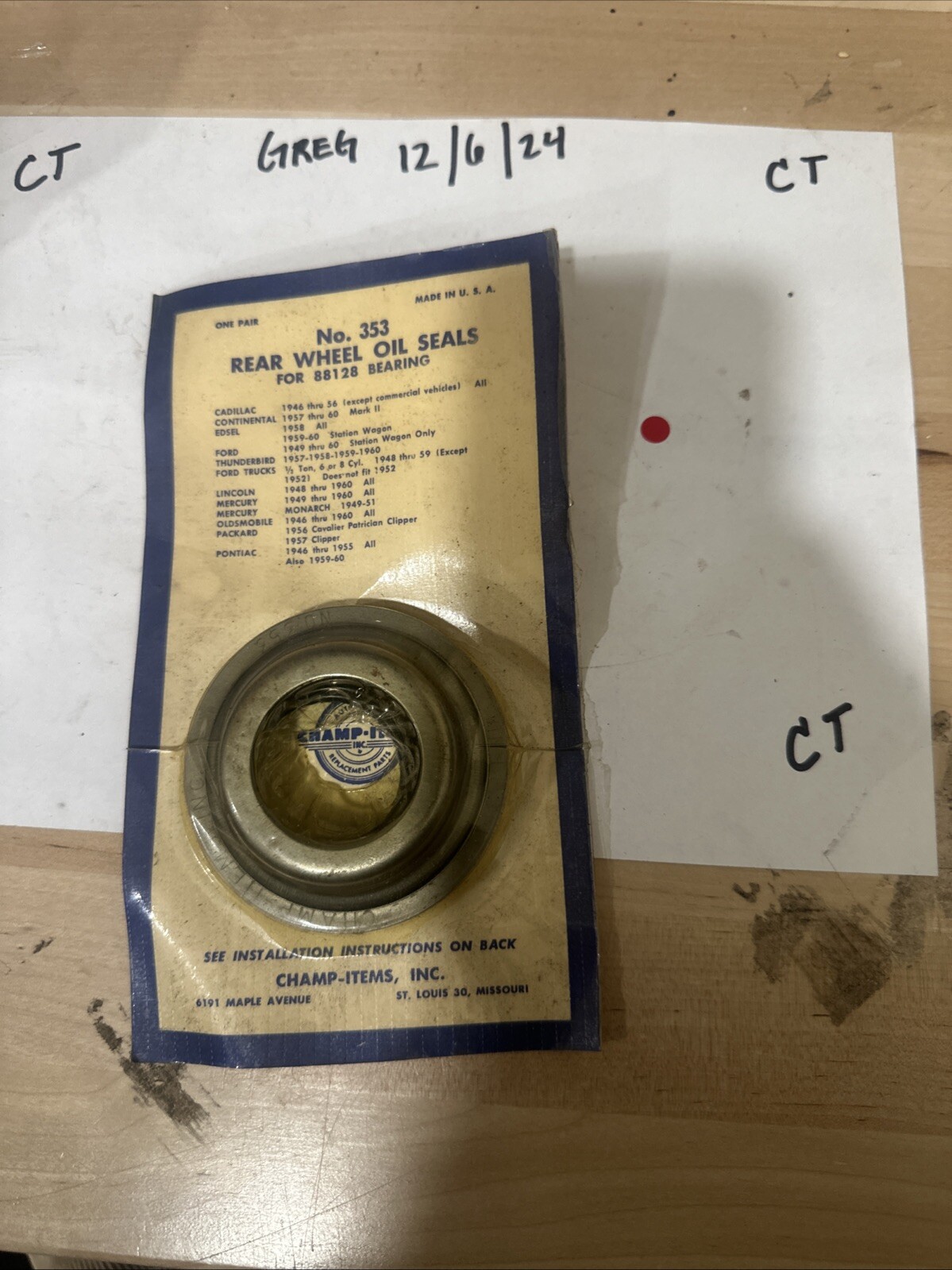 REAR WHEEL OIL SEALS CHAMP-ITEMS NO. 353 FITS MANY VEHS FROM