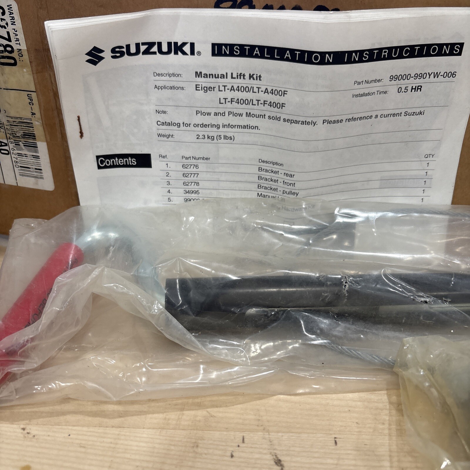 S52 99000-990yw-006 Warn Suzuki Eiger 400 Plow Manual Lift - Image 3