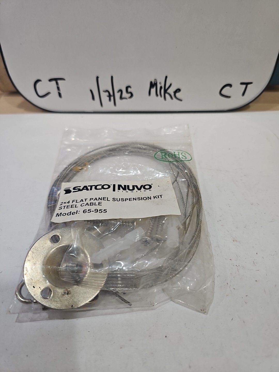 Satco / Nuvo Lighting 2x4 Flat Panel Suspension Kit Steel Cable Model 65-955