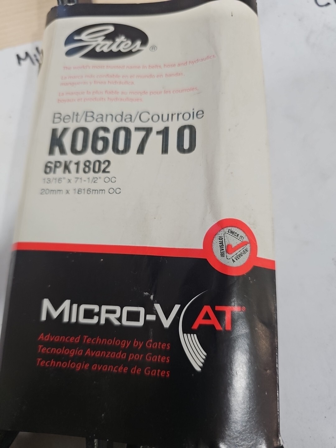 Serpentine Belt Micro-V AT Belt Gates K060710 New - Image 3