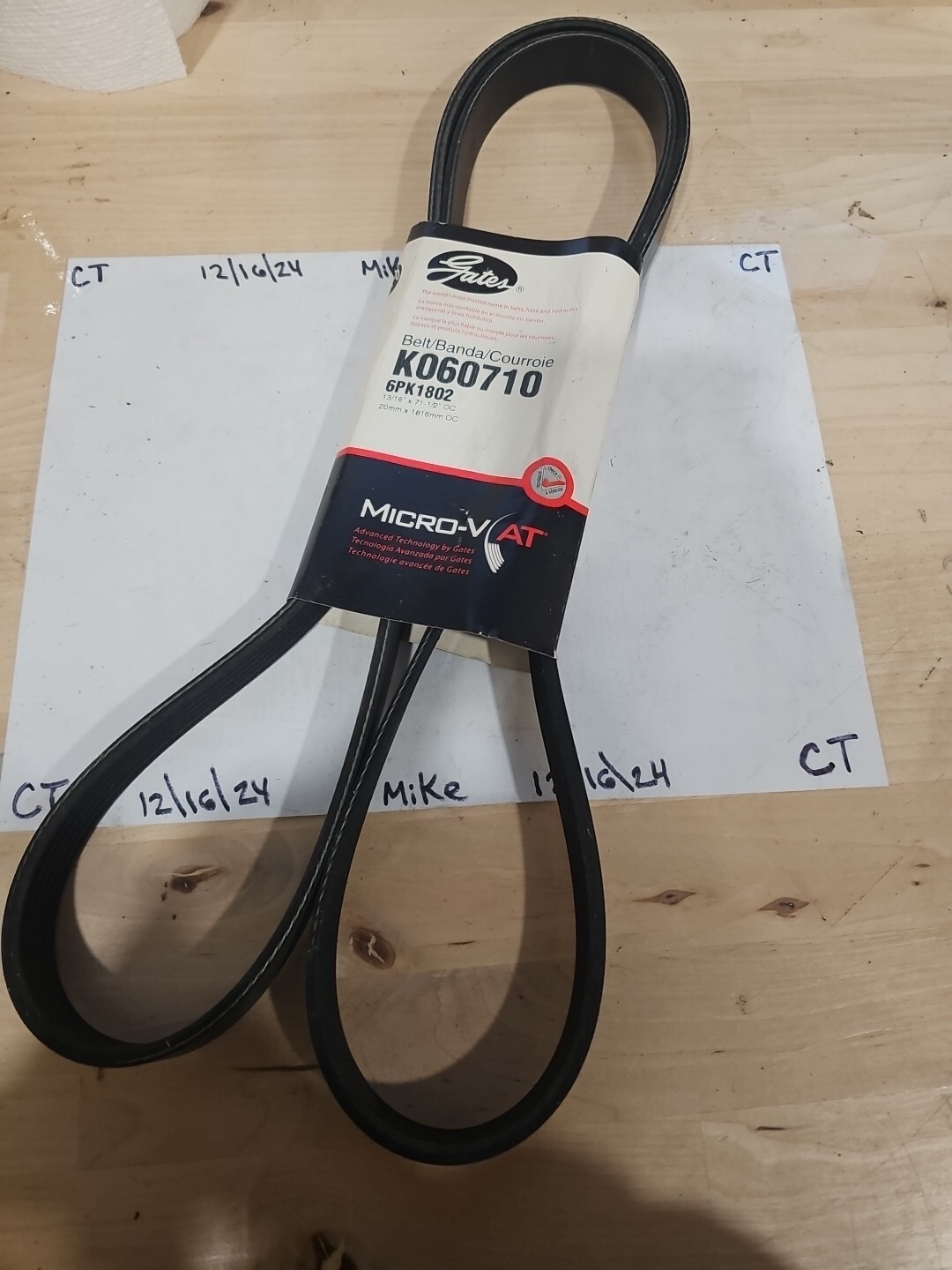 Serpentine Belt Micro-V AT Belt Gates K060710 New