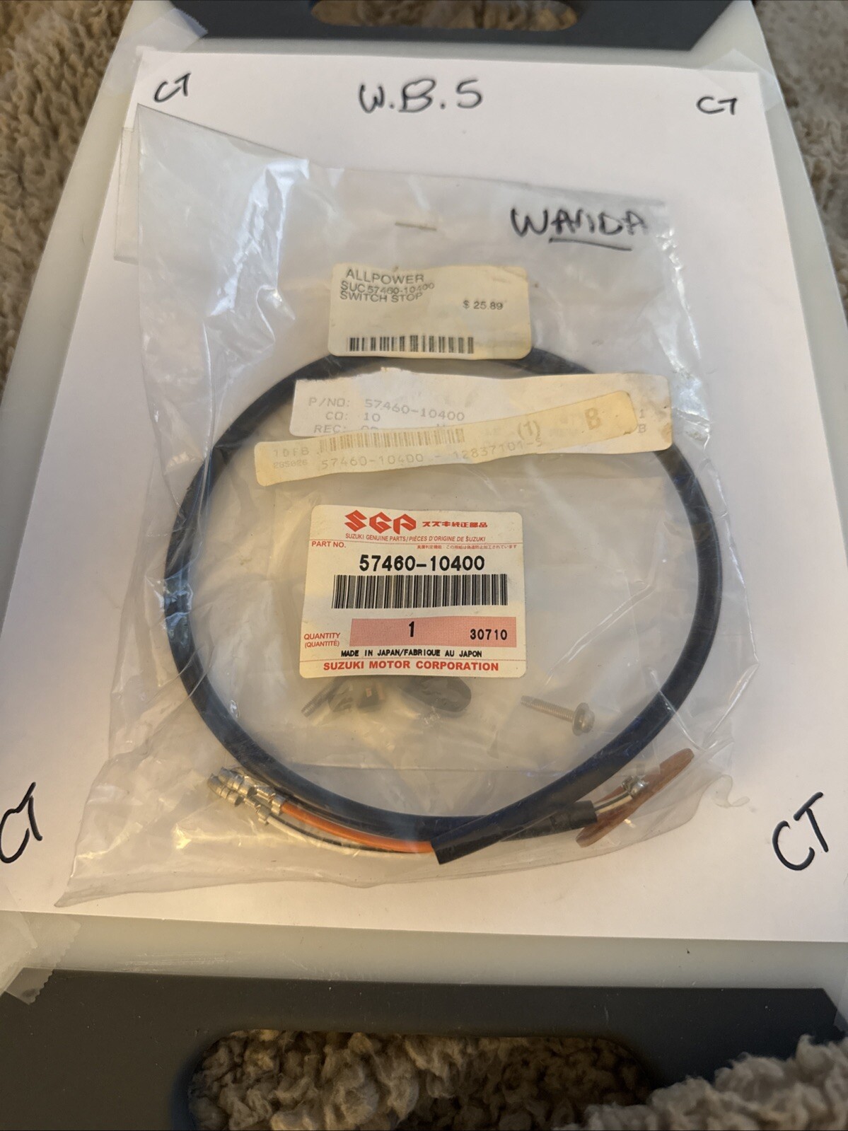 Suzuki OEM Part 57460-10400 SWITCH ASSY, STOP