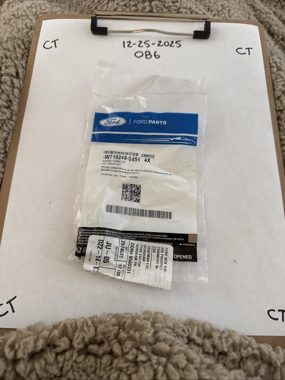 W719248S451X - SCREW AND WASHER ASY - Ford