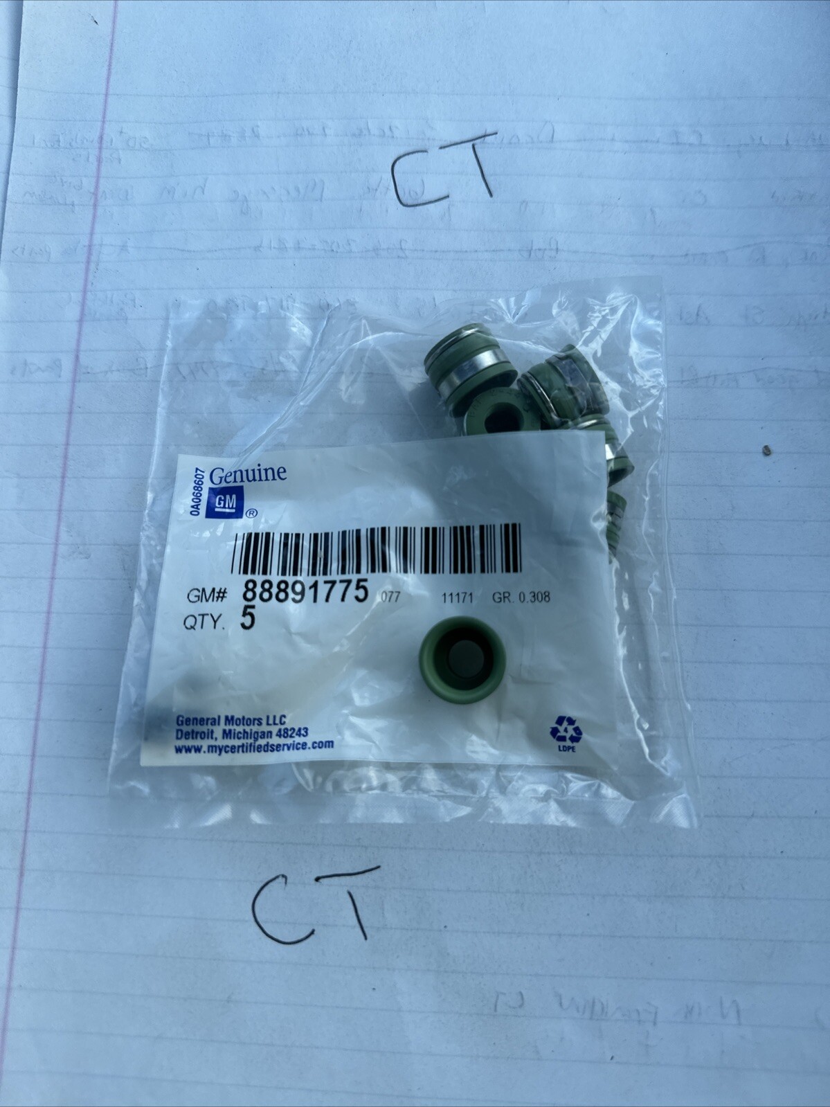 gm exhaust valve stem oil seal p/n 88891775 oem *(QTY:6)